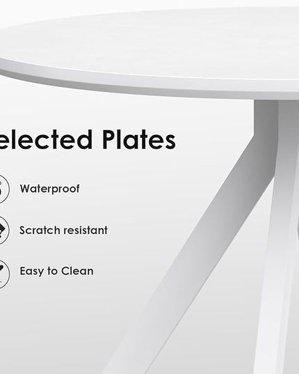 Farini White Dining Table for 4-6 Person,39" Round Wooden Dining Tabletop and Metal Frame for Home Kitchen Dining Desk (39 inch,100cm) - LeafyLoom