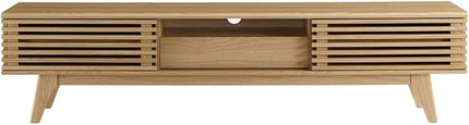Modway Render Mid-Century Modern Low Profile 70 Inch TV Stand in Oak, 70" - LeafyLoom
