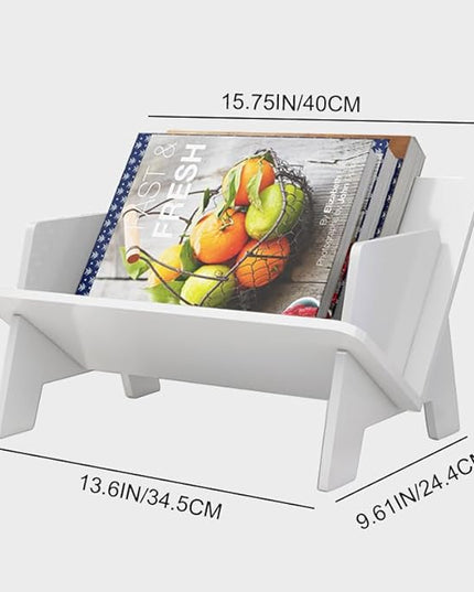 Wood Bookcase in Living Room/Home/Office, Desktop Book Shelf Organizer Bookshelves Storage Rack for CDs/Magazine/Books Display (White, 13.6") - LeafyLoom