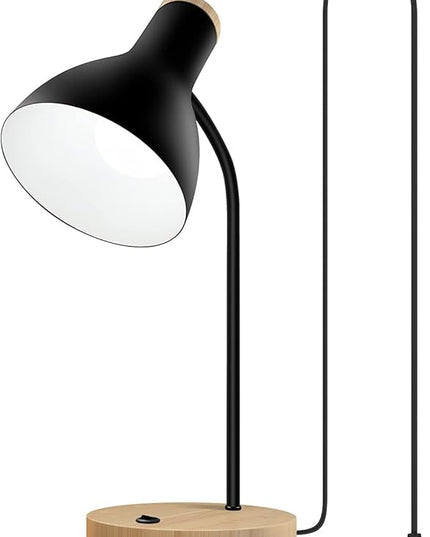 Desk Lamp Eye-Caring Table Lamps, Gooseneck Reading Desk Lamps Light, Portable Reading Book Light, Clamp Light, Study Desk Lamps for Bedroom and Office Home Lighting (Black-01) - LeafyLoom