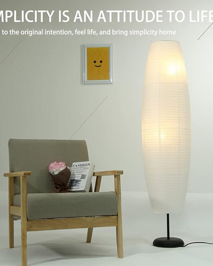 Rice Paper Floor Lamp Shade, Foldable and Minimalist style Paper Lamps Classic Modern Paper Floor Light Bulb Cage Guard for Living Room Bedroom Décor - LeafyLoom