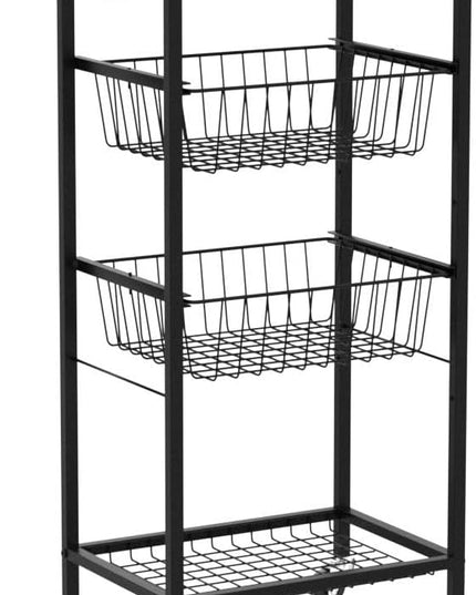 NORCEESAN Rolling Storage Cart 4 Tier Kitchen Cart on Wheels Metal Mobile Utility Cart with Storage Basket Shelf Bathroom Organizer Cart with Handle Pantry Trolley Cart with Tabletop for Home Office - LeafyLoom