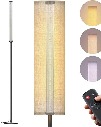 Floor Lamp,4 Color Temperature Modern LED Standing Lamp,Stepless Dimmer Remote Control Floor Lamps for Living Room/Bedroom/Office,3000k-7000k Elegant Tall Lamps with Linen Lamp Shade,Timmer - LeafyLoom