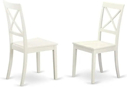 East West Furniture OXBO5-LWH-W 5 Piece Modern Dining Table Set Includes a Square Wooden Table and 4 Dining Chairs, 36x36 Inch, Linen White - LeafyLoom