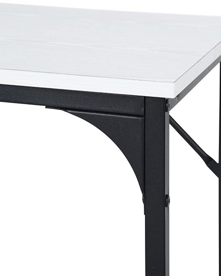 FurnitureR 31.5 inch Small Study Writing Table with Storage Bag Space Saving for Home Office, Modern PC Metal Frame Computer Desk, White - LeafyLoom