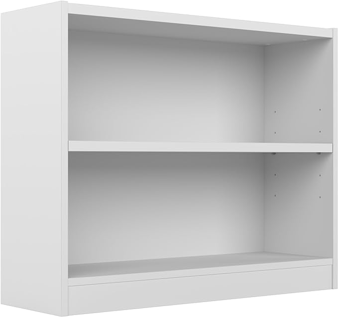 Bush Furniture Universal Small 2 Shelf Bookcase in White, Low Bookshelf for Living Room, Personal Home Office, or Professional Workspace - LeafyLoom