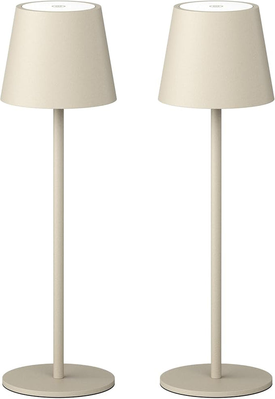 2 Pack Dimmable Table Lamp 3000k Warm White, IP54 Wireless Bottle Lamp for Indoor and Outdoor, 5000 mAh Rechargeable Table Lamp for Family, Restaurant & Bar(Beige) - LeafyLoom