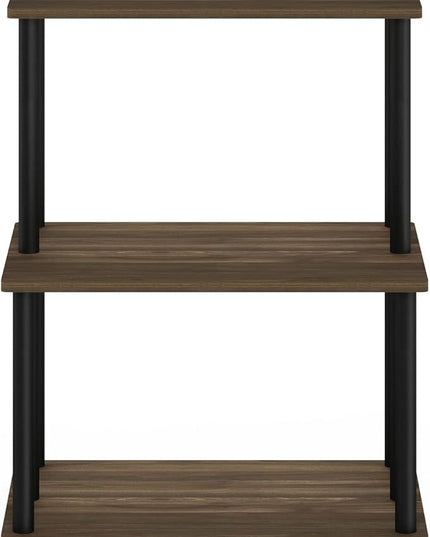 Furinno Turn-N-Tube 3-Tier Toolless Kitchen Storage Shelf, Columbia Walnut/Black - LeafyLoom