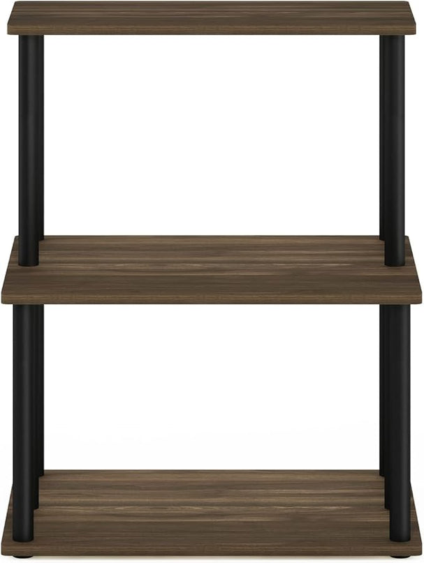 Furinno Turn-N-Tube 3-Tier Toolless Kitchen Storage Shelf, Columbia Walnut/Black - LeafyLoom