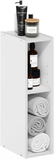 Furinno Fulda 2-Tier Space Saving Storage Shelf Bookcase, 6-Inch Width, White - LeafyLoom