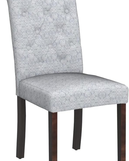 COLAMY Button Tufted Dining Chairs Set of 2, Parsons Upholstered Fabric Dining Room Chairs Kitchen Chairs with Wood Legs and Padded Seat, Blue Bubble - LeafyLoom
