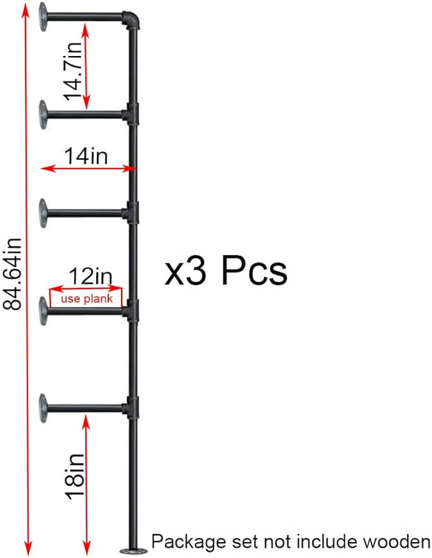 (14“Deep,3pcs)Industrial Retro Wall Mount Iron Pipe Shelf,DIY Open Bookshelf,Hung Bracket,Home Improvement Kitchen Shelves,Tool Utility Shelves, Office Shelves, Bookshelves and bookcases - LeafyLoom