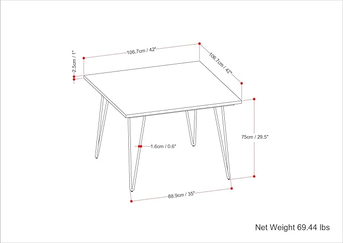 SIMPLIHOME Hunter SOLID MANGO WOOD and Metal 42 Inch Wide Square Industrial Dining Table in Natural, For the Dining Room - LeafyLoom