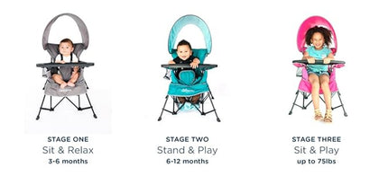 Baby Delight Go with Me Venture Portable Chair | Indoor and Outdoor | Sun Canopy | 3 Child Growth Stages | Grey - LeafyLoom