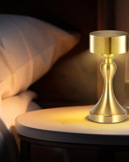 Portable Metal Desk Lamp, Cordless Metal LED Table Lamp,3 Color Touch Control Rechargeable Lamp,3-Levels Brightness Room Decor Desk Lamp,Bedside Lamp,Dining Room Lamp (Gold) - LeafyLoom