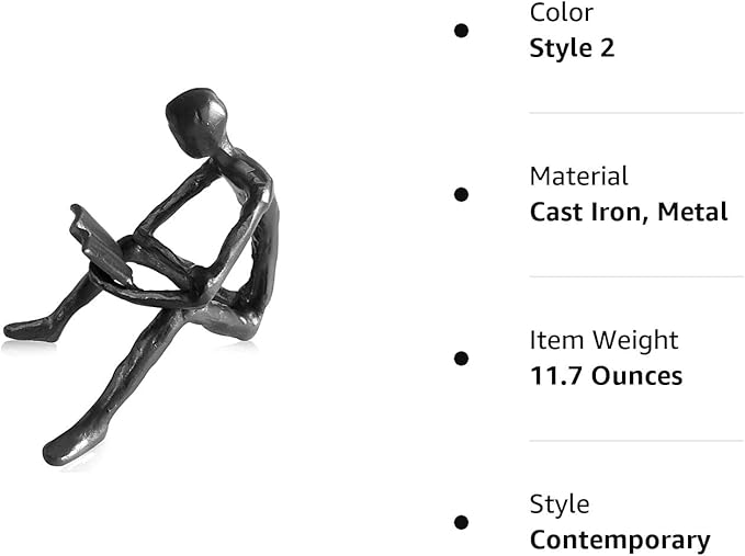 Jalunth Bookshelf Bookcase Aesthetic Decoration Art Sculptures Home Decor Book Shelf Case Modern Accents Figurine Reading Metal Decorative Ideas Objects Accessories Library Office Steel Statue Gifts - LeafyLoom