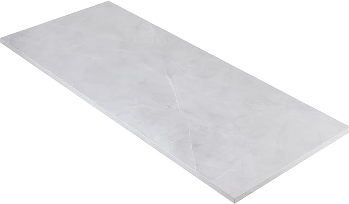 Kaboon Universal Tabletop 55"x23.62", Solid One-Piece Melamine Table Top, Double Desk L-Desk DIY, Home and Office Countertop, White Rock - LeafyLoom