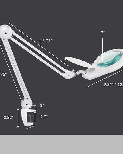 Neatfi Elite XL HD Super LED Magnifying Lamp with Clamp, Glass Lens, 6500K, Glare-Free (7 Inch Lens, White) - LeafyLoom