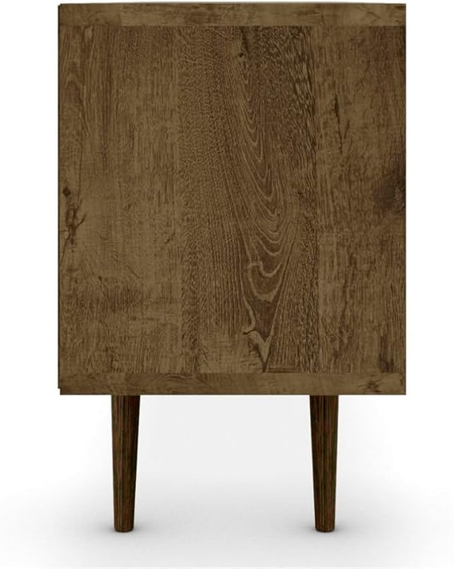 Manhattan Comfort Liberty Mid Century Modern TV Stand for Televisions up to 65 Inches, Bedroom and Living Room Entertainment Center with Storage, Shelves, and Cabinet, 71" Wide, Rustic Brown/Aqua - LeafyLoom