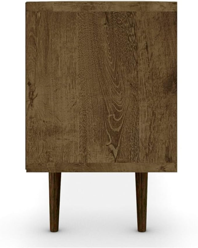Manhattan Comfort Liberty Mid Century Modern TV Stand for Televisions up to 65 Inches, Bedroom and Living Room Entertainment Center with Storage, Shelves, and Cabinet, 71" Wide, Rustic Brown/Yellow - LeafyLoom