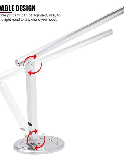 EVTSCAN 10W USB Foldable LED Desk Lamp, with 46 LEDs, 180 Degrees Adjustable Arm, Aluminium Alloy Body, Modern Eye Care LED Table Light for Home Office, for Reading, Studying, Working - LeafyLoom