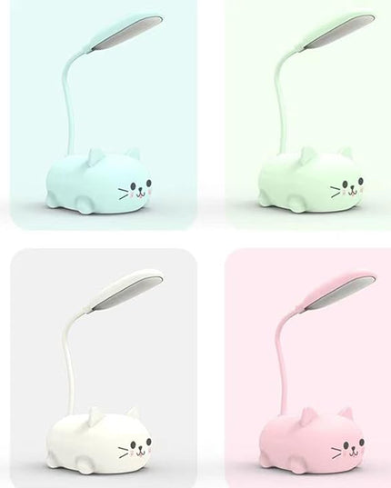 LED Kids Lamp, Mini Cat Table Lamp, Portable LED Night Light, Cute Desk Lamp, Foldable USB Rechargeable Reading Light Children's Bedroom (Blue) - LeafyLoom