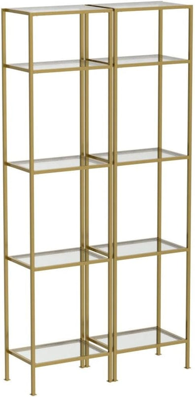 Crosley Furniture Aimee Narrow Etagere Set, Gold and Glass - LeafyLoom