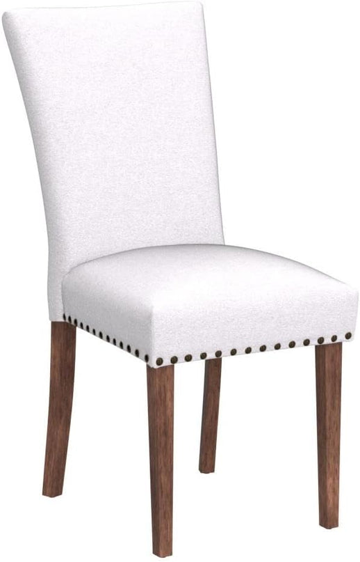 Parsons Dining Chairs Set of 4, Upholstered Nailhead Dining Room Kitchen Side Chair with Thick Cushions and Wood Legs, Light Grey - LeafyLoom