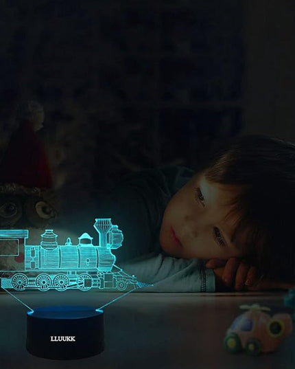 3D Night Light Trains Toy LED Lamp Decor 7 Colors Change Touch Locomotive Engine Desk Lamp Table Light with USB Cable for Room Decor, Best Birthday Gift Christmas Gift for Kids or Adult - LeafyLoom