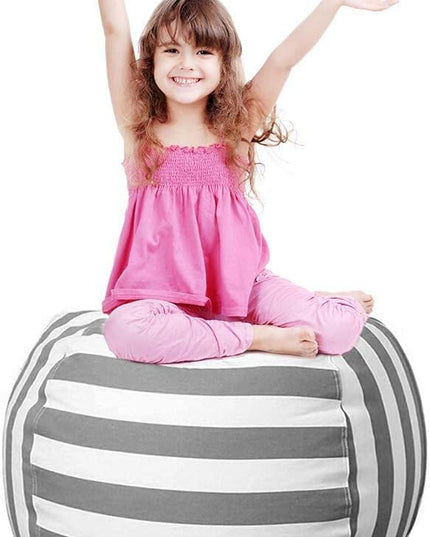 27Inch Stuffed Animal Storage Bean Bag Chairs for Kids Room, Stuff and Sit Storage Bean Bag Cover for Organizing Boys and Girls Plush Toy for Kids—Gray - LeafyLoom