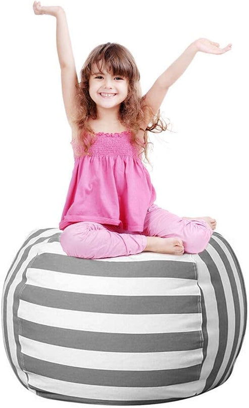 27Inch Stuffed Animal Storage Bean Bag Chairs for Kids Room, Stuff and Sit Storage Bean Bag Cover for Organizing Boys and Girls Plush Toy for Kids—Gray - LeafyLoom