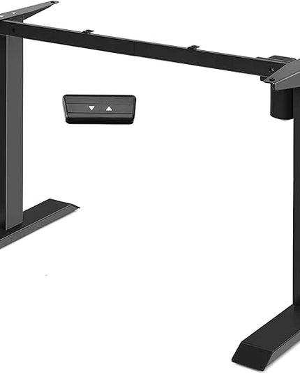 Electric, Single Motor Height Adjustable 2 Button Controller, Table Base for Work Home Office Computer Workstation Standing Desk Frame, Black - LeafyLoom