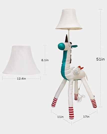 Floor Lamp, Easy-Care Artificial Leather Kids Floor Lamp for Bedroom, 51 Inch Tall White Unicorn Hand-Stitched Design Standing Lamp, Package Come with an E26 LED Bulb (White Unicorn) - LeafyLoom