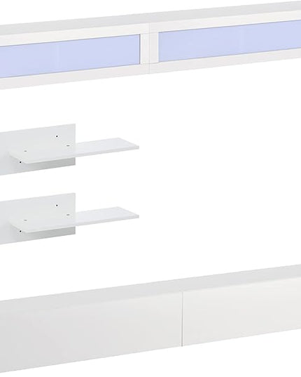 NicBex Wall Mount Floating TV Stand for 95+ Inch TV LED Entertainment Center Media Storage Console Table with 4 Media Storage Cabinets and 2 Shelves for Living Room,Bedroom, 95 Inch,White - LeafyLoom