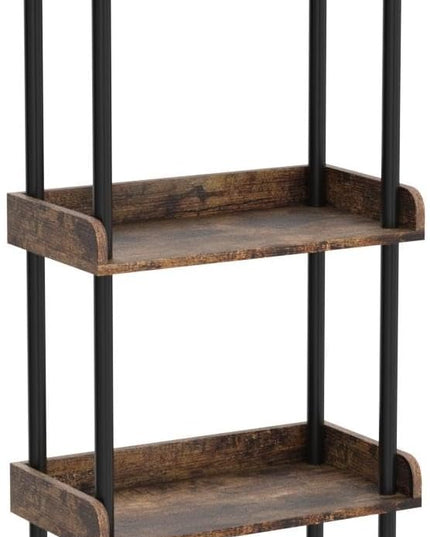 Bookshelf Small Book Shelf: 3-Tier Wood Bookcase Industrial Bookshelf Metal Standing Book Shelves Display Book Rack for Living Room Bedroom Home Office (Rustic Brown) - LeafyLoom