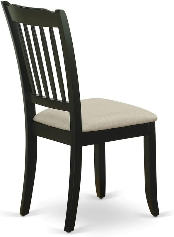 East West Furniture NODA3-BLK-C 3 Piece Dining Room Furniture Set Contains a Rectangle Wooden Table with Butterfly Leaf and 2 Linen Fabric Kitchen Dining Chairs, 32x54 Inch, Black - LeafyLoom