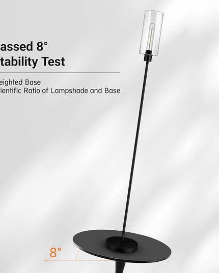 BoostArea Floor Lamp for Living Room, Modern Standing Lamp Stand Up Lamp with Glass Lampshade, 4W Bulb Included, Pole Lamp Tall Lamps for Bedroom, Living Room, Office, Kids Room, Reading - LeafyLoom