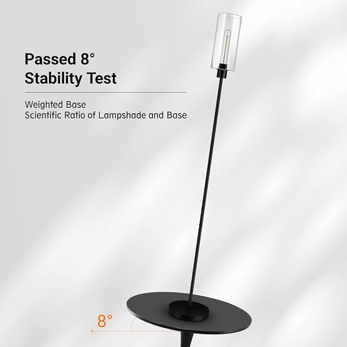 BoostArea Floor Lamp for Living Room, Modern Standing Lamp Stand Up Lamp with Glass Lampshade, 4W Bulb Included, Pole Lamp Tall Lamps for Bedroom, Living Room, Office, Kids Room, Reading - LeafyLoom