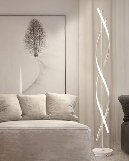 ADISUN 40W LED Floor Lamp Remote Control Dimmable Spiral Floor Lamp Indoor Lamp Floor Lamp for Living Rooms Family Rooms Bedrooms Offices Lighting (White) - LeafyLoom