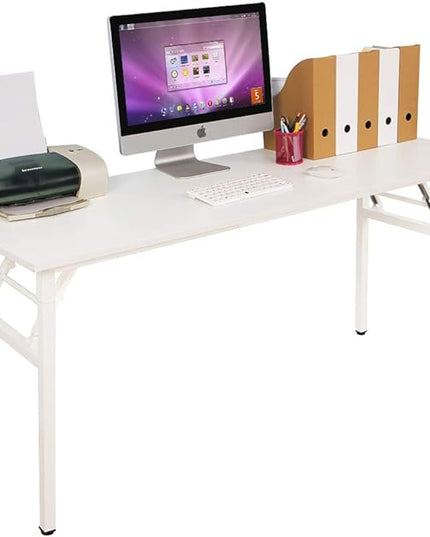 SogesGame 62 inches Computer Desk Folding Table Small Writing Desk Compact Desk Foldable Desk No Install Needed,White,LP-AC5WW-157 - LeafyLoom