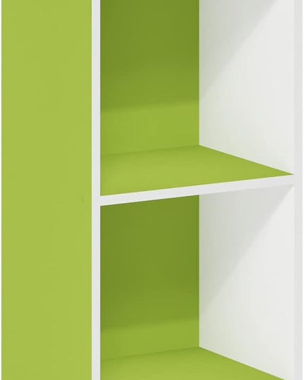 Furinno Luder Bookcase / Book / Storage, 4-Tier Cube, Green/White - LeafyLoom