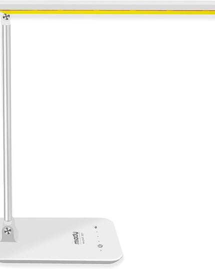 Miady LED Desk Lamp Eye-Caring Table Lamp, 3 Color Modes with 4 Levels of Brightness, Dimmable Office Lamp with Adapter, Touch Control Sensitive(White Aluminum) - LeafyLoom