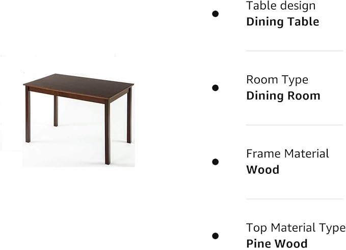 ZINUS Juliet Espresso Wood Dining Table, Table Only, 45 in x 28 in x 29 in - LeafyLoom