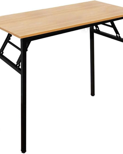 SogesGame 31.4 inches Small Desk Computer Desk for Small Space Small Folding Table Small Writing Desk Compact Desk Foldable Desk No Install Needed,Teak Black,LP-AC5YB-8040 - LeafyLoom