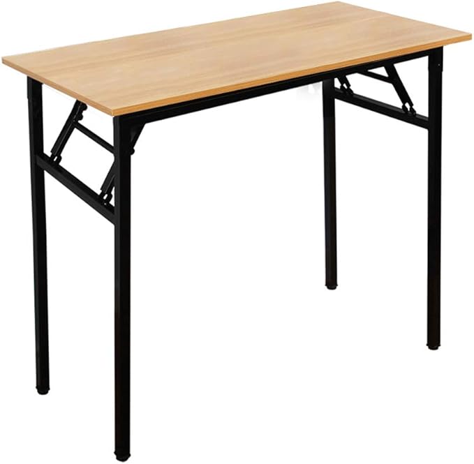 SogesGame 31.4 inches Small Desk Computer Desk for Small Space Small Folding Table Small Writing Desk Compact Desk Foldable Desk No Install Needed,Teak Black,LP-AC5YB-8040 - LeafyLoom