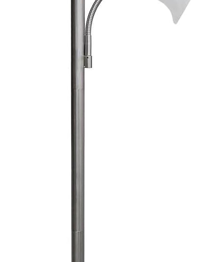 Elegant Designs LF2003-BSN 2 Light Mother Daughter White Marble Glass Floor Lamp, Brushed Nickel - LeafyLoom