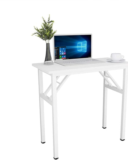 SogesGame 31.5 inches Small Desk Computer Desk for Small Space Small Folding Table Small Writing Desk Compact Desk Foldable Desk No Install Needed, White - LeafyLoom
