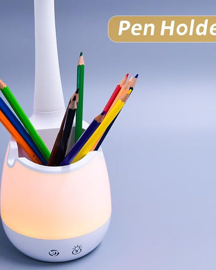 Donewin Rechargeable LED Desk Lamp with Color Changing Light, Pen and Phone Holder - Perfect Study and Reading Lamp for Kids, Teens, and Students - Great Gift for College Dorm Rooms - LeafyLoom