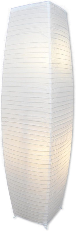 LIGHTACCENTS Japanese Style Rice Paper Floor Lamp - 50 Inches Tall Living Room Paper Lamp with White Paper Shade and Chrome Base, On/Off Foot Switch - Ideal as Paper Floor Lamps for Living Room - LeafyLoom