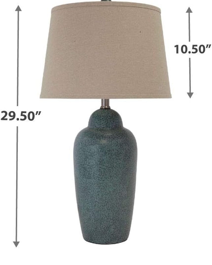 Signature Design by Ashley Saher Contemporary 30" Glazed Ceramic Table Lamp, Dark Green - LeafyLoom